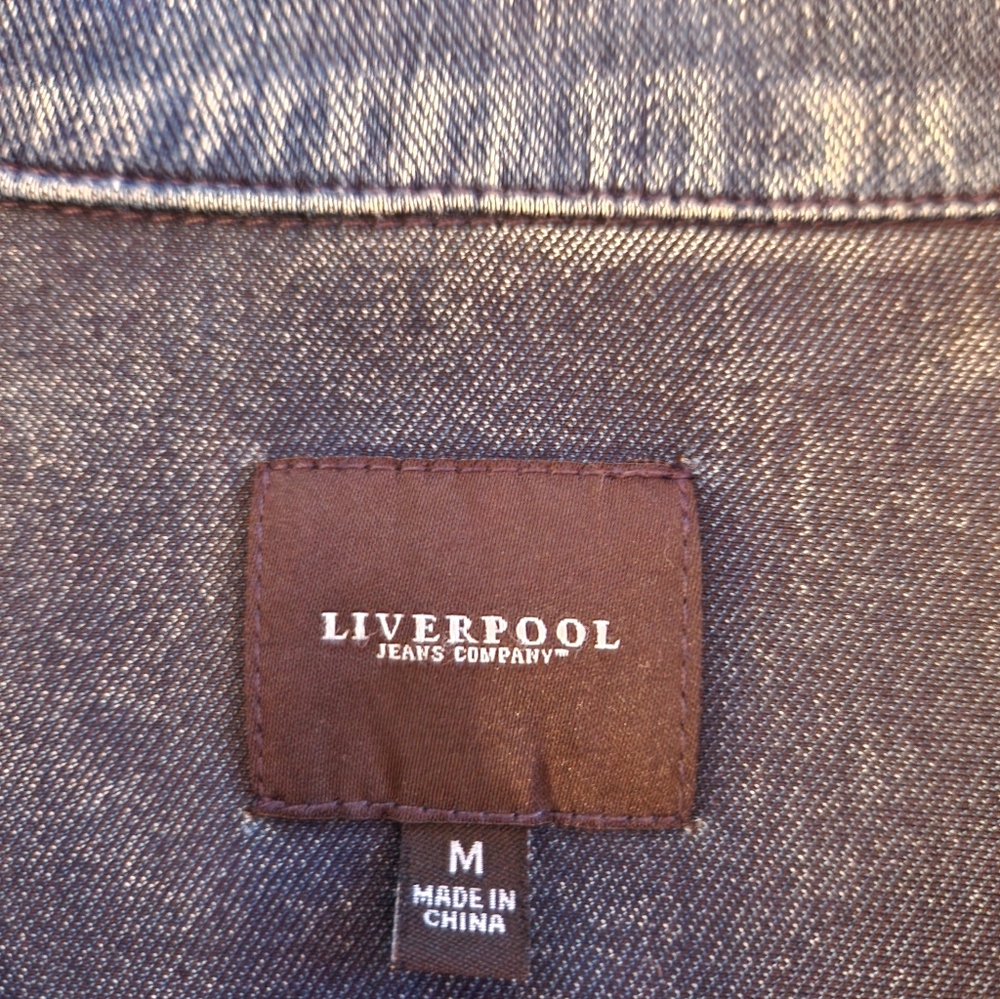 Liverpool Moto Denim Look Stretchy Jacket Size Medium - Picture 7 of 10